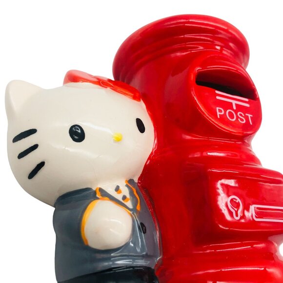 Sanrio Hello Kitty Ceramic Bank Old Fashioned Red Mailbox Japan Postal Uniform - Picture 2 of 11